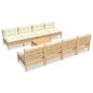 vidaXL Muebles de jardín 9 pzas y cojines madera maciza de pino crema vidaXL Muebles de jardín 9 pzas y cojines madera maciza de pino crema