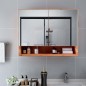 vidaXL Mueble de baño con espejo LED MDF roble 80x15x60 cm vidaXL Mueble de baño con espejo LED MDF roble 80x15x60 cm