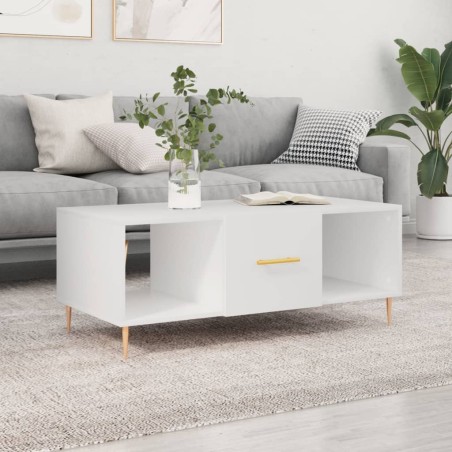 vidaXL Mesa de centro madera contrachapada blanco 102x50x40 cm