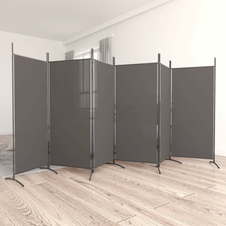 vidaXL Biombo divisor de 6 paneles de tela gris antracita 520x180 cm