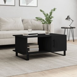 vidaXL Mesa de centro madera contrachapada negro 90x50x40 cm