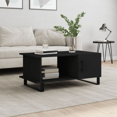 vidaXL Mesa de centro madera contrachapada negro 90x50x40 cm