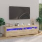 vidaXL Muebles de TV con luces LED 2 unidades roble Sonoma 75x35x40 cm vidaXL Muebles de TV con luces LED 2 unidades roble Sonoma 75x35x40 cm