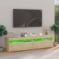 vidaXL Muebles de TV con luces LED 2 unidades roble Sonoma 75x35x40 cm vidaXL Muebles de TV con luces LED 2 unidades roble Sonoma 75x35x40 cm