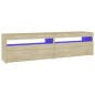 vidaXL Muebles de TV con luces LED 2 unidades roble Sonoma 75x35x40 cm vidaXL Muebles de TV con luces LED 2 unidades roble Sonoma 75x35x40 cm