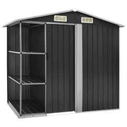 vidaXL Cobertizo jardín y estantería hierro antracita 205x130x183 cm