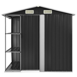 vidaXL Cobertizo jardín y estantería hierro antracita 205x130x183 cm