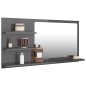 vidaXL Espejo de baño madera contrachapada gris brillo 90x10,5x45 cm