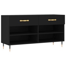 vidaXL Banco zapatero madera de ingeniería negro 102x35x55 cm