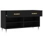 vidaXL Banco zapatero madera de ingeniería negro 102x35x55 cm