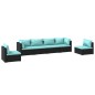 vidaXL Set de muebles de jardín 6 pzas y cojines ratán sintético negro vidaXL Set de muebles de jardín 6 pzas y cojines ratán sintético negro