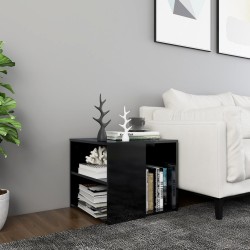vidaXL Mesa auxiliar madera contrachapada negro brillante 50x50x45 cm