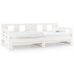 vidaXL Sofá cama extraíble madera maciza de pino blanco 2x(90x190) cm