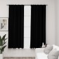 vidaXL Cortinas opacas con ganchos look de lino 2 pzas negro 140x175cm vidaXL Cortinas opacas con ganchos look de lino 2 pzas negro 140x175cm
