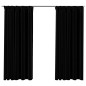 vidaXL Cortinas opacas con ganchos look de lino 2 pzas negro 140x175cm vidaXL Cortinas opacas con ganchos look de lino 2 pzas negro 140x175cm