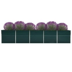 vidaXL Arriate de acero galvanizado verde 400x80x45 cm