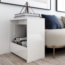 vidaXL Mesa auxiliar madera contrachapada blanco brillante 50x26x50 cm