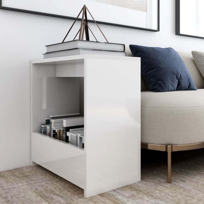 vidaXL Mesa auxiliar madera contrachapada blanco brillante 50x26x50 cm vidaXL Mesa auxiliar madera contrachapada blanco brillante 50x26x50 cm