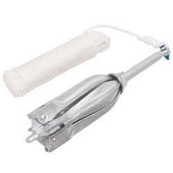 vidaXL Ancla plegable con cuerda hierro maleable plateado 10 kg