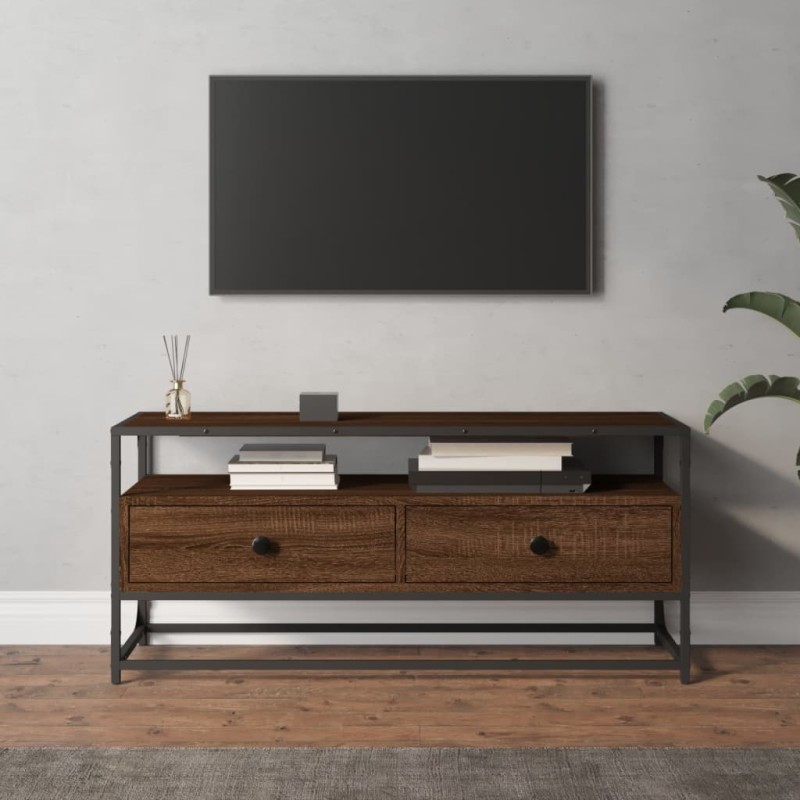 vidaXL Mueble de TV madera contrachapada roble marrón 100x35x45 cm vidaXL Mueble de TV madera contrachapada roble marrón 100x35x45 cm