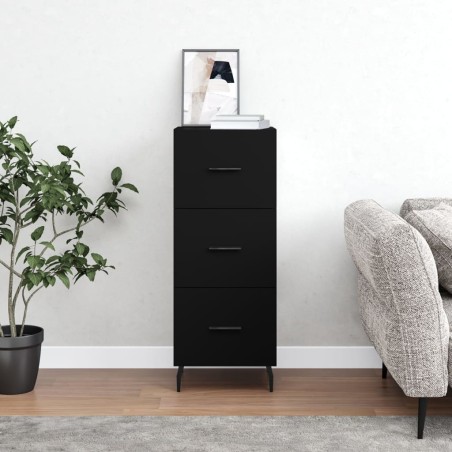 vidaXL Aparador de madera contrachapada negro 34,5x34x90 cm