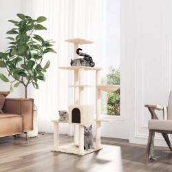 vidaXL Rascador para gatos con postes de sisal color crema 142 cm