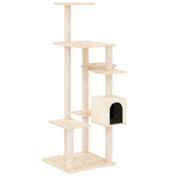 vidaXL Rascador para gatos con postes de sisal color crema 142 cm