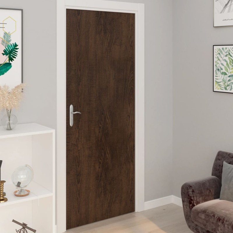 vidaXL Láminas autoadhesivas puertas 2 uds PVC roble oscuro 210x90cm 