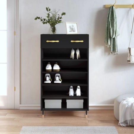 vidaXL Zapatero madera de ingeniería negro 60x35x105 cm