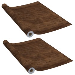 vidaXL Láminas autoadhesivas puertas 2 uds PVC roble oscuro 210x90cm 