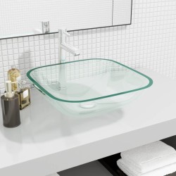 vidaXL Lavabo de vidrio transparente 42x42x14 cm