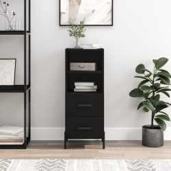 vidaXL Aparador de madera contrachapada negro 34,5x34x90 cm