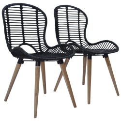 vidaXL Sillas de comedor 2 unidades ratán natural negro