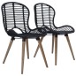 vidaXL Sillas de comedor 2 unidades ratán natural negro