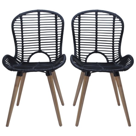 vidaXL Sillas de comedor 2 unidades ratán natural negro