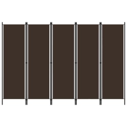 vidaXL Biombo divisor de 5 paneles marrón 250x180 cm