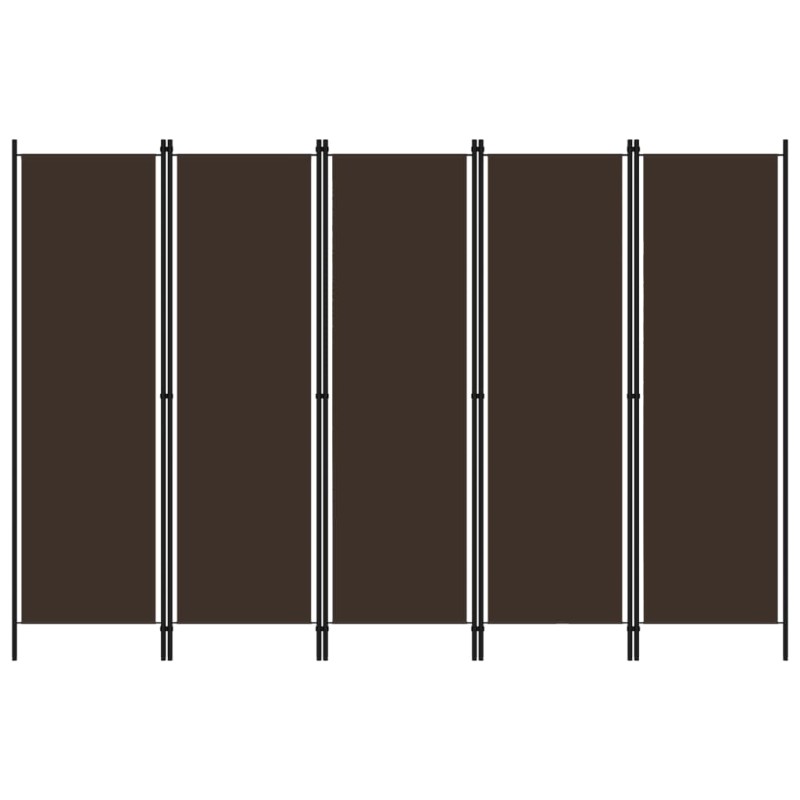 vidaXL Biombo divisor de 5 paneles marrón 250x180 cm vidaXL Biombo divisor de 5 paneles marrón 250x180 cm