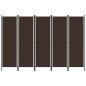 vidaXL Biombo divisor de 5 paneles marrón 250x180 cm vidaXL Biombo divisor de 5 paneles marrón 250x180 cm