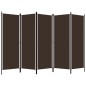vidaXL Biombo divisor de 5 paneles marrón 250x180 cm vidaXL Biombo divisor de 5 paneles marrón 250x180 cm