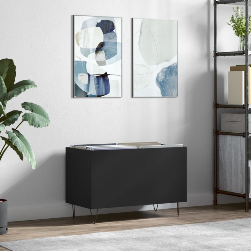 vidaXL Mueble para discos madera contrachapada negro 74,5x38x48 cm vidaXL Mueble para discos madera contrachapada negro 74,5x38x48 cm