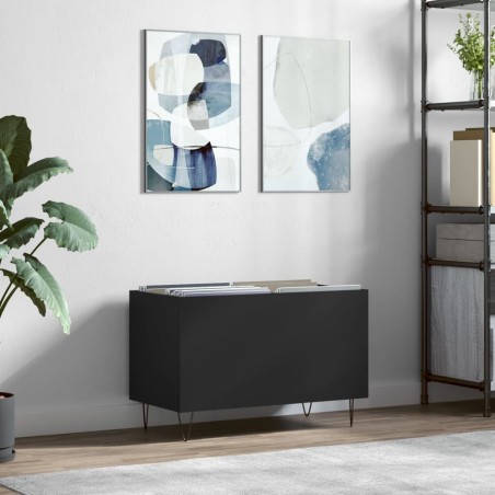 vidaXL Mueble para discos madera contrachapada negro 74,5x38x48 cm