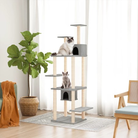 vidaXL Rascador para gatos con postes de sisal gris claro 176 cm