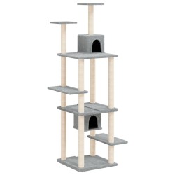 vidaXL Rascador para gatos con postes de sisal gris claro 176 cm