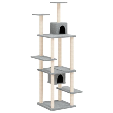 vidaXL Rascador para gatos con postes de sisal gris claro 176 cm