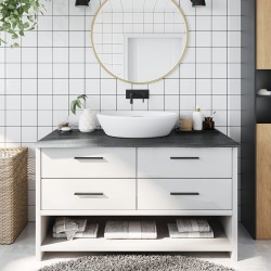 vidaXL Encimera de baño madera maciza tratada gris oscuro 100x50x2 cm