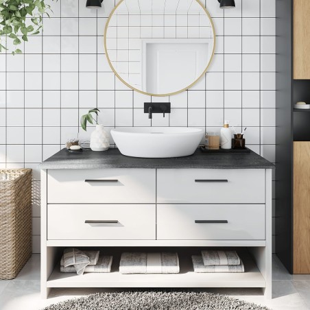 vidaXL Encimera de baño madera maciza tratada gris oscuro 100x50x2 cm