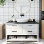 vidaXL Encimera de baño madera maciza tratada gris oscuro 100x50x2 cm vidaXL Encimera de baño madera maciza tratada gris oscuro 100x50x2 cm