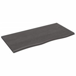 vidaXL Encimera de baño madera maciza tratada gris oscuro 100x50x2 cm