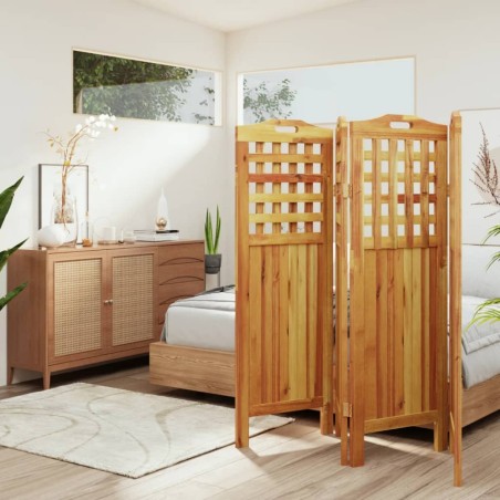 vidaXL Biombo de 4 paneles de madera maciza de acacia 162x2x115 cm