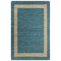 vidaXL Alfombra hecha a mano de yute azul 80x160 cm